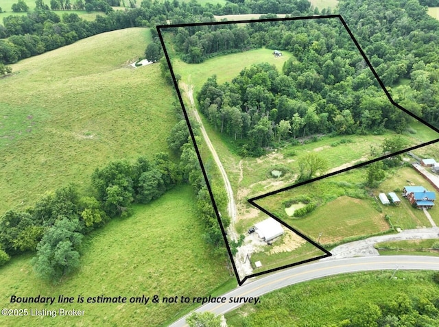 9068 Mackville Rd, Springfield, KY 40069 - aerial view of sparsely populated area featuring property parcel outlined