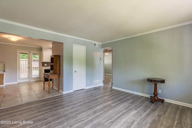 4116 Stoneview Dr Unit 1, Louisville, KY 40207 - unfurnished living room featuring wood finished floors and crown molding