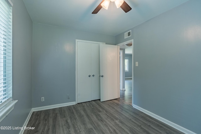 4116 Stoneview Dr Unit 1, Louisville, KY 40207 - unfurnished bedroom with wood finished floors, a closet, and ceiling fan