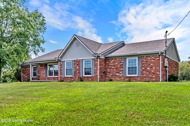 360 Van Buren Rd, Mount Eden, KY 40046 - ranch-style home with a front lawn, brick siding, and roof with shingles