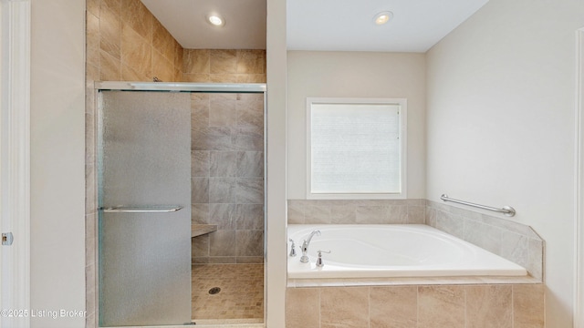 734 Dehart Ln, Louisville, KY 40243 - full bathroom featuring a stall shower, a garden tub, and recessed lighting