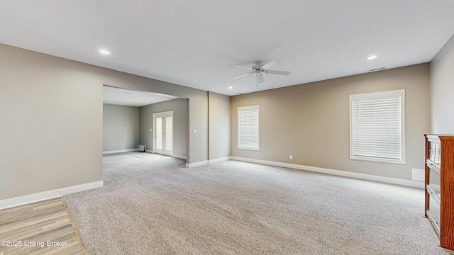 734 Dehart Ln, Louisville, KY 40243 - empty room with ceiling fan, light carpet, and recessed lighting