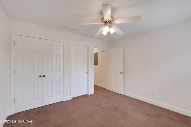 7230 Michael Benjamin Cir, Crestwood, KY 40014 - unfurnished bedroom featuring carpet, a closet, a ceiling fan, and electric panel