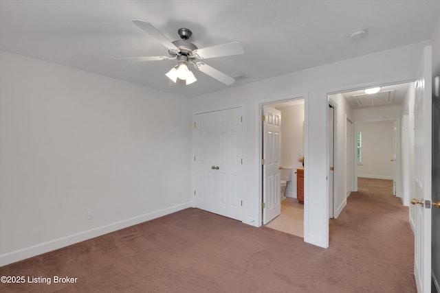 7230 Michael Benjamin Cir, Crestwood, KY 40014 - unfurnished bedroom featuring attic access, carpet, a closet, and a ceiling fan