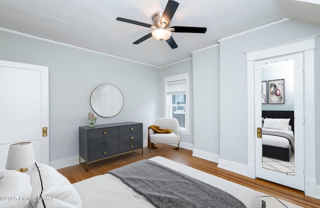 1860 Alfresco Pl, Louisville, KY 40205 - bedroom featuring wood finished floors, crown molding, and ceiling fan