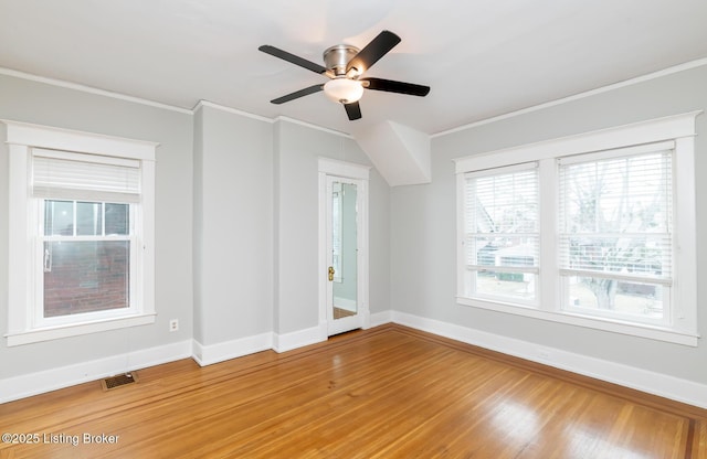 1860 Alfresco Pl, Louisville, KY 40205 - spare room featuring ornamental molding, light wood-type flooring, and a ceiling fan