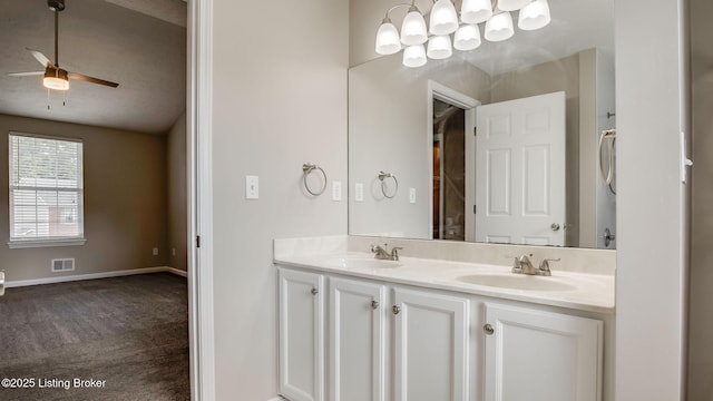 4806 Middlesex Dr, Louisville, KY 40245 - full bath featuring a ceiling fan and double vanity