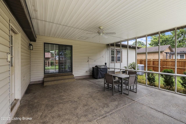 614 Armadale Pl, Douglass Hills, KY 40243 - sunroom / solarium featuring a ceiling fan, outdoor dining space, and healthy amount of natural light