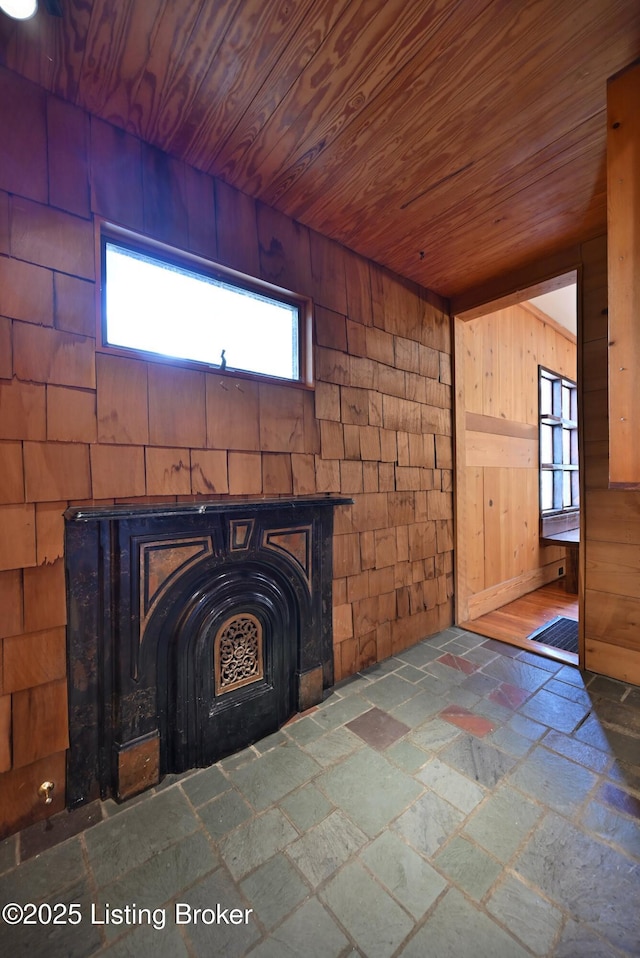 1819 Eastern Pkwy, Louisville, KY 40204 - detailed view of wooden ceiling, wooden walls, and a fireplace