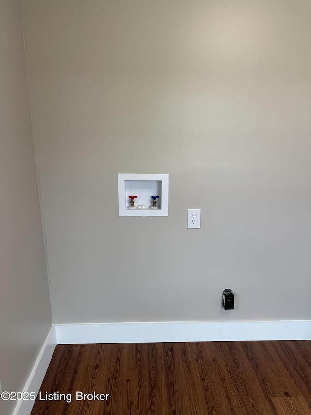 106 Sunflower Dr, Campbellsville, KY 42718 - washroom with washer hookup, dark wood-style floors, and electric dryer hookup
