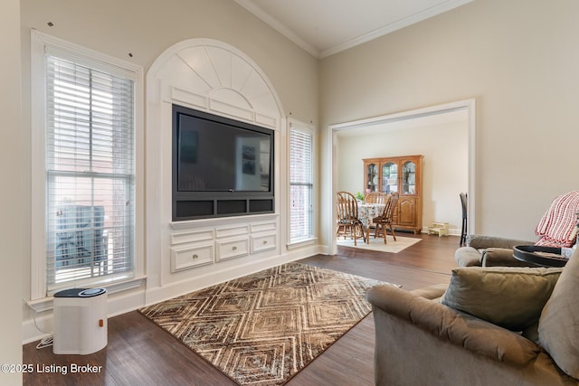 3105 Arbor Ridge Ln, New Albany, IN 47150 - living room with wood finished floors and crown molding