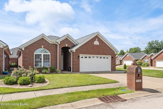 3105 Arbor Ridge Ln, New Albany, IN 47150 - traditional-style house with brick siding, a garage, concrete driveway, and a front yard