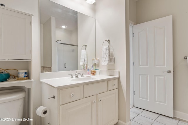 3105 Arbor Ridge Ln, New Albany, IN 47150 - full bathroom with vanity, tile patterned flooring, and a shower stall