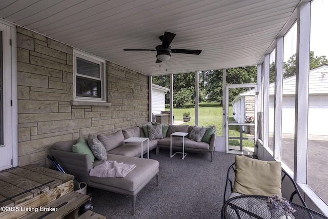 10703 Cedar Creek Rd, Louisville, KY 40229 - sunroom / solarium featuring an outdoor living space and a ceiling fan