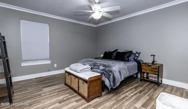 551 Tindale Dr, Taylorsville, KY 40071 - bedroom featuring wood finished floors, ceiling fan, and crown molding