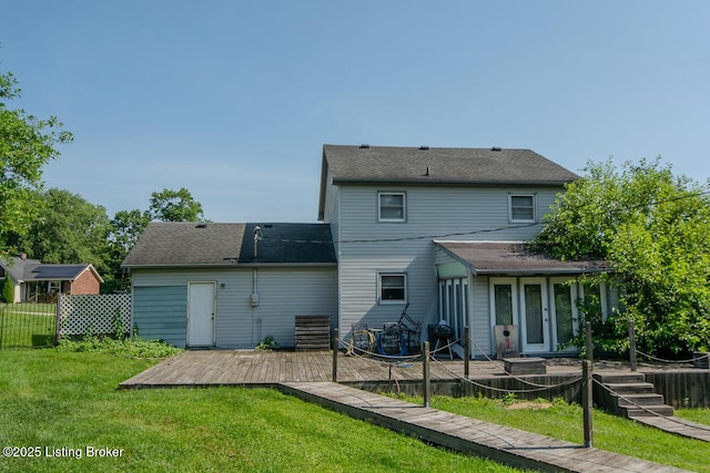 315 Tophill Dr, Shelbyville, KY 40065 - rear view of house featuring a wooden deck and roof with shingles