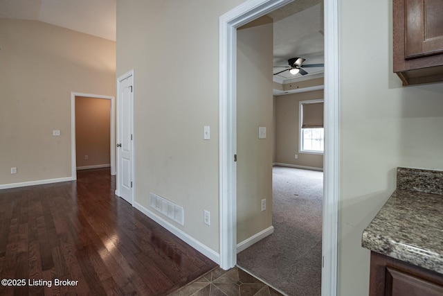 128 Boone Trce, Radcliff, KY 40160 - hall with vaulted ceiling and dark wood-type flooring