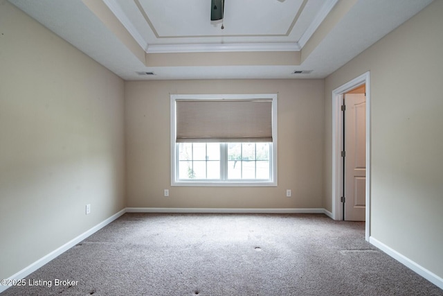 128 Boone Trce, Radcliff, KY 40160 - spare room featuring a tray ceiling, carpet floors, and ornamental molding