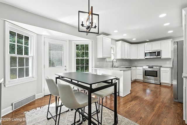 1724 Trevilian Way, Louisville, KY 40205 - kitchen featuring stainless steel appliances, healthy amount of natural light, white cabinets, light countertops, and recessed lighting