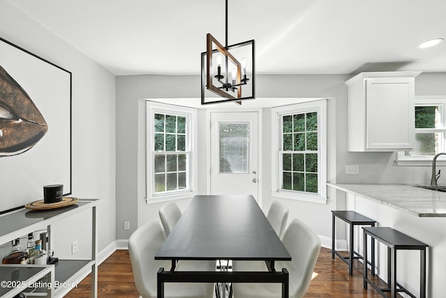 1724 Trevilian Way, Louisville, KY 40205 - dining room featuring dark wood-type flooring, a chandelier, and recessed lighting