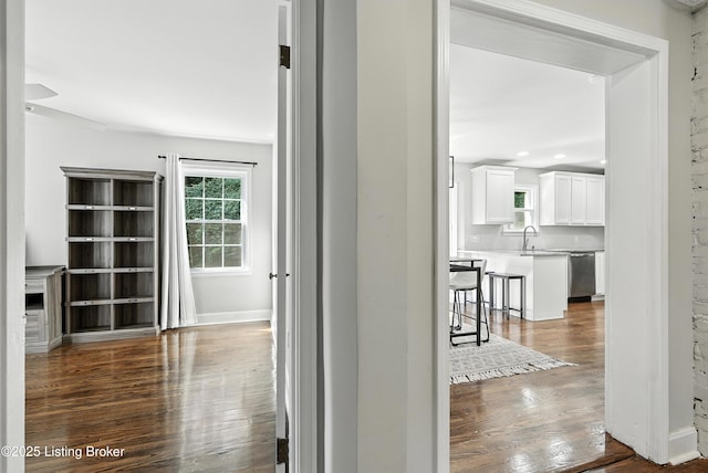 1724 Trevilian Way, Louisville, KY 40205 - hall with dark wood-type flooring and a sink
