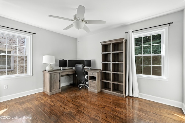 1724 Trevilian Way, Louisville, KY 40205 - office featuring dark wood-style flooring and a ceiling fan
