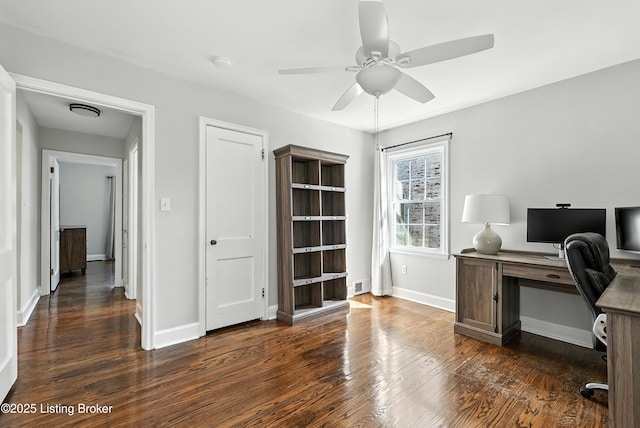 1724 Trevilian Way, Louisville, KY 40205 - office area featuring dark wood-style flooring and ceiling fan