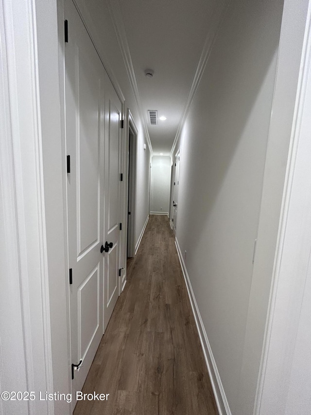 6355 Meeting St Unit 101, 201, Prospect, KY 40059 - hallway featuring crown molding and dark wood-style floors