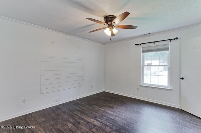 6604 Burlwood Dr, Louisville, KY 40229 - unfurnished room featuring dark wood finished floors, ceiling fan, crown molding, and a textured ceiling