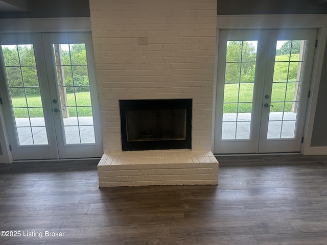 9530 Rocky Creek Ln, Louisville, KY 40299 - entryway with french doors, wood finished floors, and a fireplace