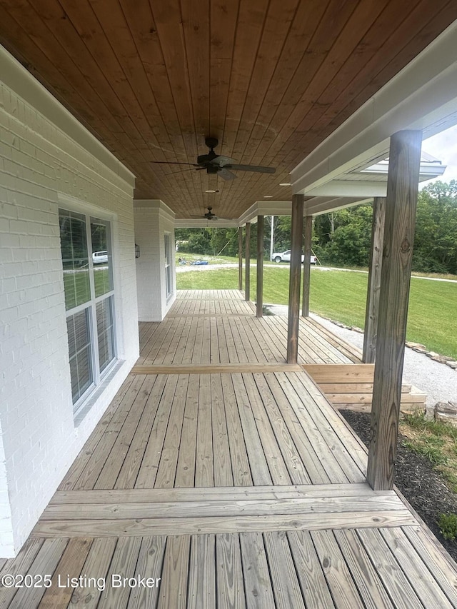 9530 Rocky Creek Ln, Louisville, KY 40299 - deck with ceiling fan and a yard