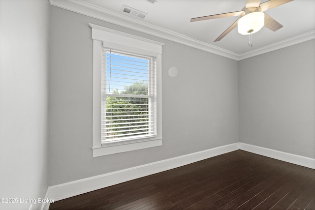 217 Shawnee Dr, Louisville, KY 40212 - spare room with healthy amount of natural light, dark wood-style flooring, crown molding, and a ceiling fan