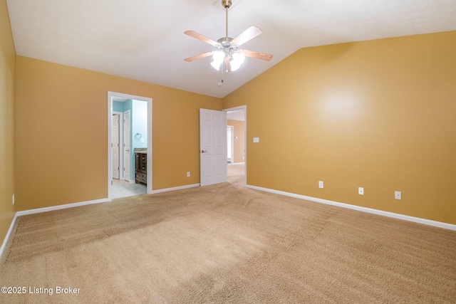 13702 Beowulf Ct, Louisville, KY 40299 - unfurnished room featuring ceiling fan, lofted ceiling, and light carpet