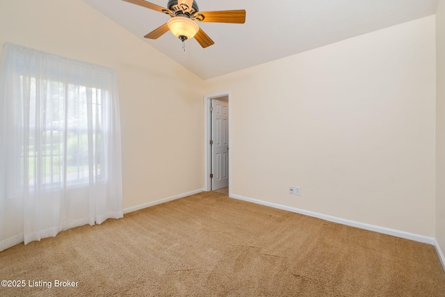 13702 Beowulf Ct, Louisville, KY 40299 - unfurnished room with light colored carpet, lofted ceiling, and a ceiling fan
