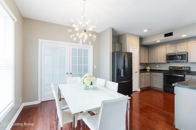 10600 Norton Commons Walk, Prospect, KY 40059 - dining space with a chandelier, dark wood-type flooring, and recessed lighting