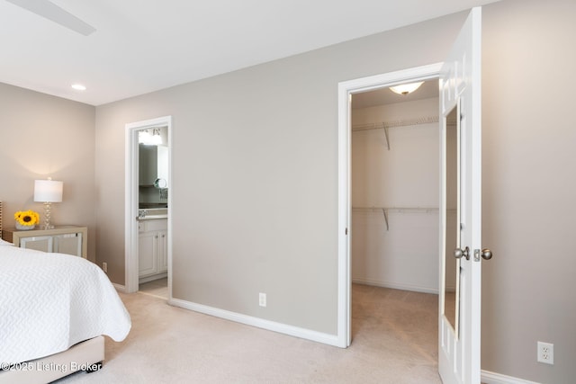 10600 Norton Commons Walk, Prospect, KY 40059 - bedroom with a walk in closet, a closet, light colored carpet, and recessed lighting