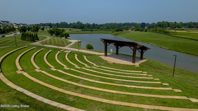 10600 Norton Commons Walk, Prospect, KY 40059 - surrounding community with a water view, a lawn, and view of scattered trees