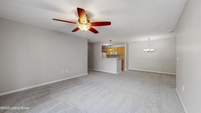 410 Ethridge Ave Unit 103, Louisville, KY 40223 - unfurnished living room featuring ceiling fan, a chandelier, and light carpet