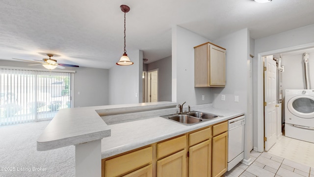410 Ethridge Ave Unit 103, Louisville, KY 40223 - kitchen featuring dishwasher, light brown cabinets, washer / clothes dryer, and light countertops