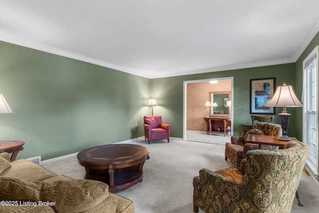 3012 Hayfield Dr, Louisville, KY 40205 - living room with carpet floors and crown molding
