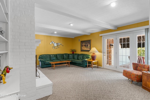 3012 Hayfield Dr, Louisville, KY 40205 - carpeted living room featuring beam ceiling and recessed lighting