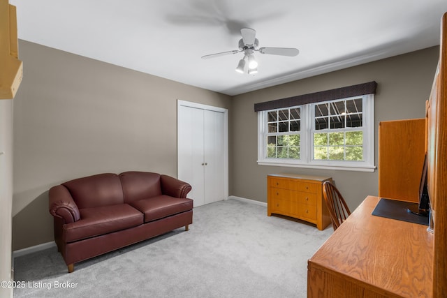 3012 Hayfield Dr, Louisville, KY 40205 - office area featuring light carpet and ceiling fan