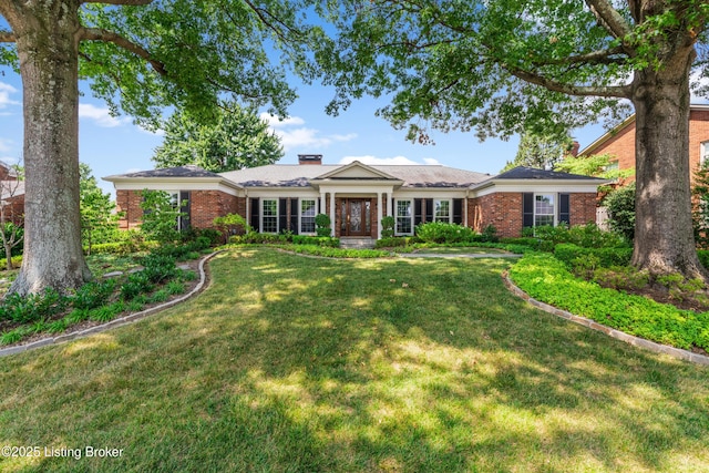 3012 Hayfield Dr, Louisville, KY 40205 - single story home with brick siding, a front yard, and a chimney