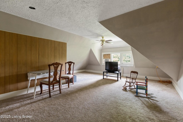 1246 Ormsby Ct, Louisville, KY 40203 - living area with a textured ceiling, carpet floors, and ceiling fan