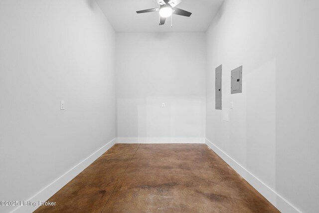 422 Lilac Ln, Cub Run, KY 42729 - unfurnished room with concrete floors, electric panel, and a ceiling fan