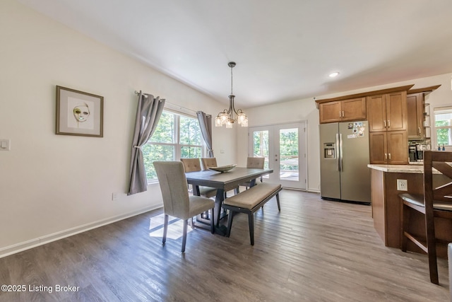 164 Greenshores Circle Ln, Mcdaniels, KY 40152 - dining space featuring a chandelier, wood finished floors, and recessed lighting
