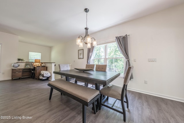 164 Greenshores Circle Ln, Mcdaniels, KY 40152 - dining space featuring plenty of natural light, dark wood-style floors, and a chandelier