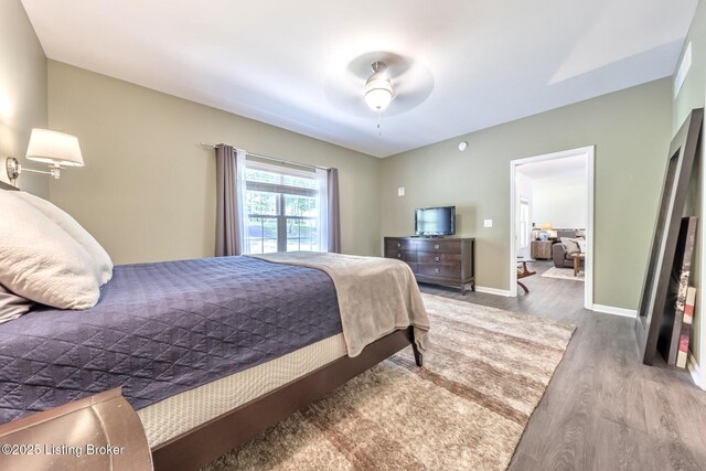 164 Greenshores Circle Ln, Mcdaniels, KY 40152 - bedroom with wood finished floors and a ceiling fan