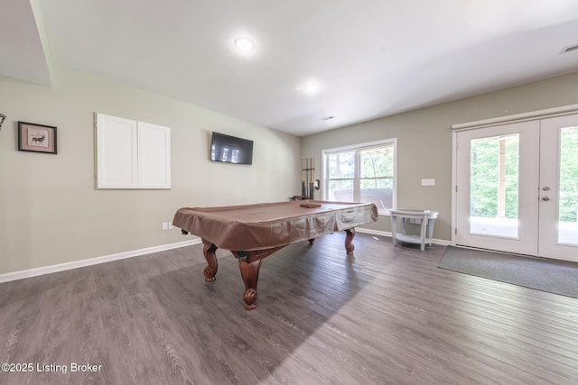 164 Greenshores Circle Ln, Mcdaniels, KY 40152 - game room featuring french doors, wood finished floors, billiards, and recessed lighting