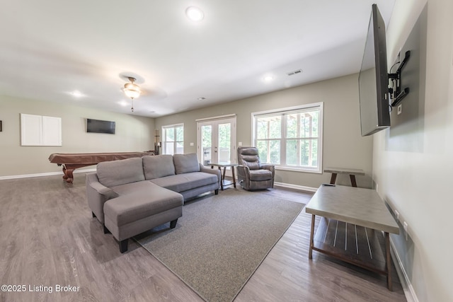 164 Greenshores Circle Ln, Mcdaniels, KY 40152 - living room featuring pool table, wood finished floors, and recessed lighting